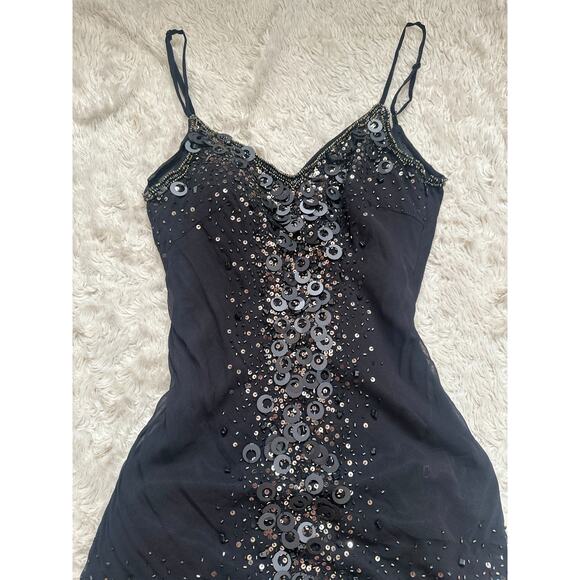 Sue Wong Nocturne Vintage 90’s Silk Dress Silk Slip Mini Dress Beaded Fairy Prom - Picture 4 of 8